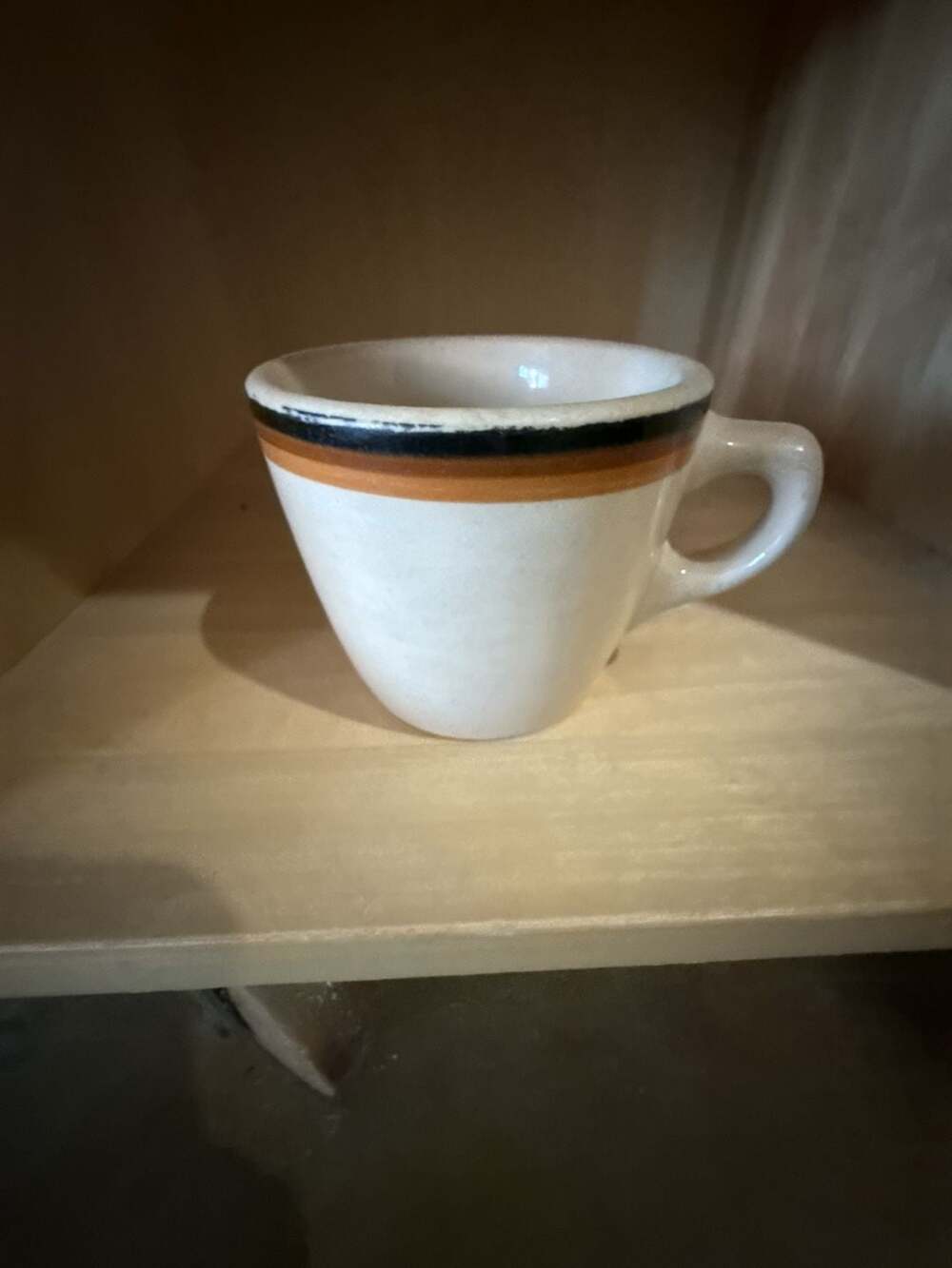 VTG Inca Ware Shenango China Restaurant Ware Coffee Cup with Black & Orange Stri